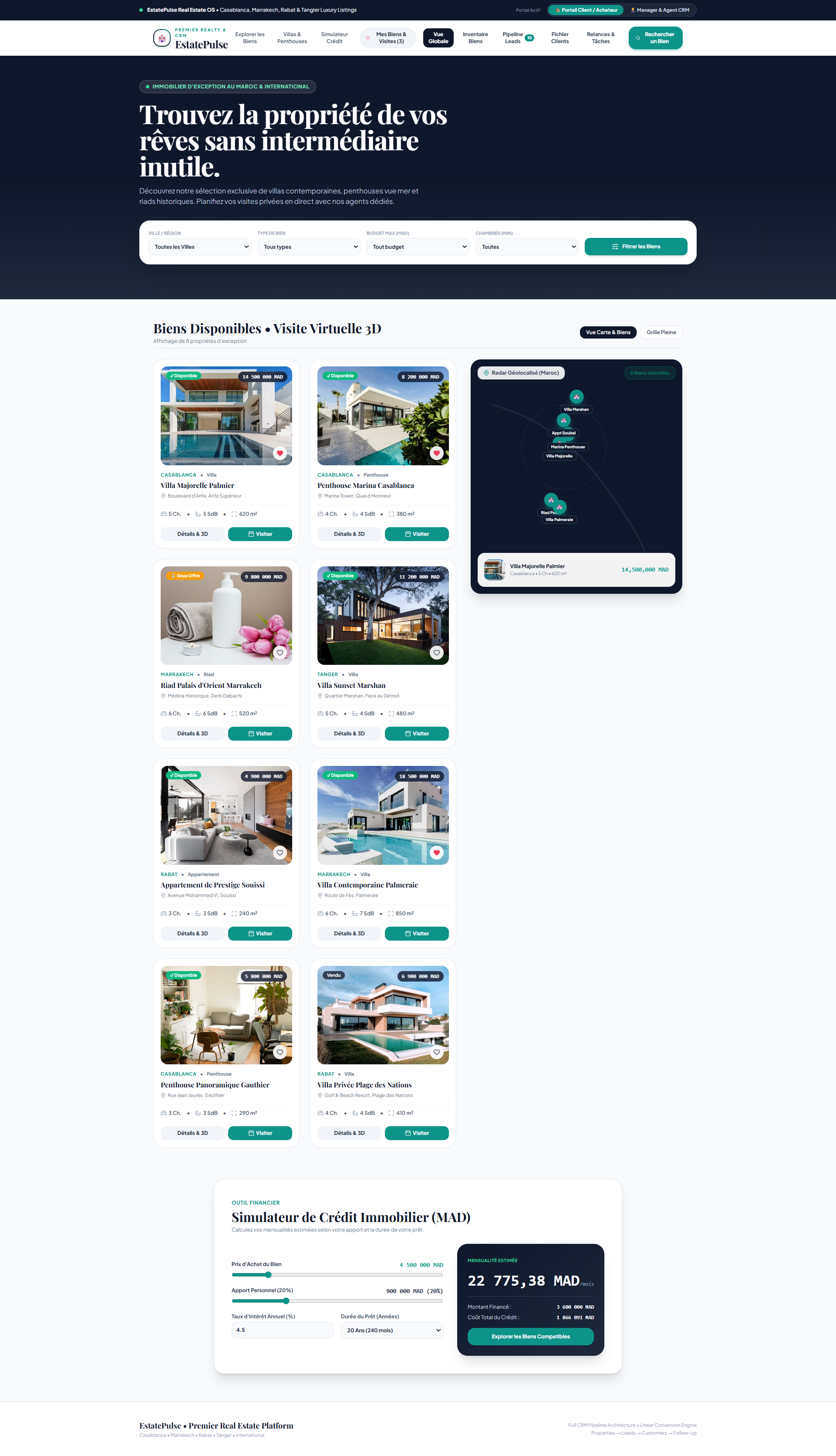 EstatePulse public property browsing homepage.