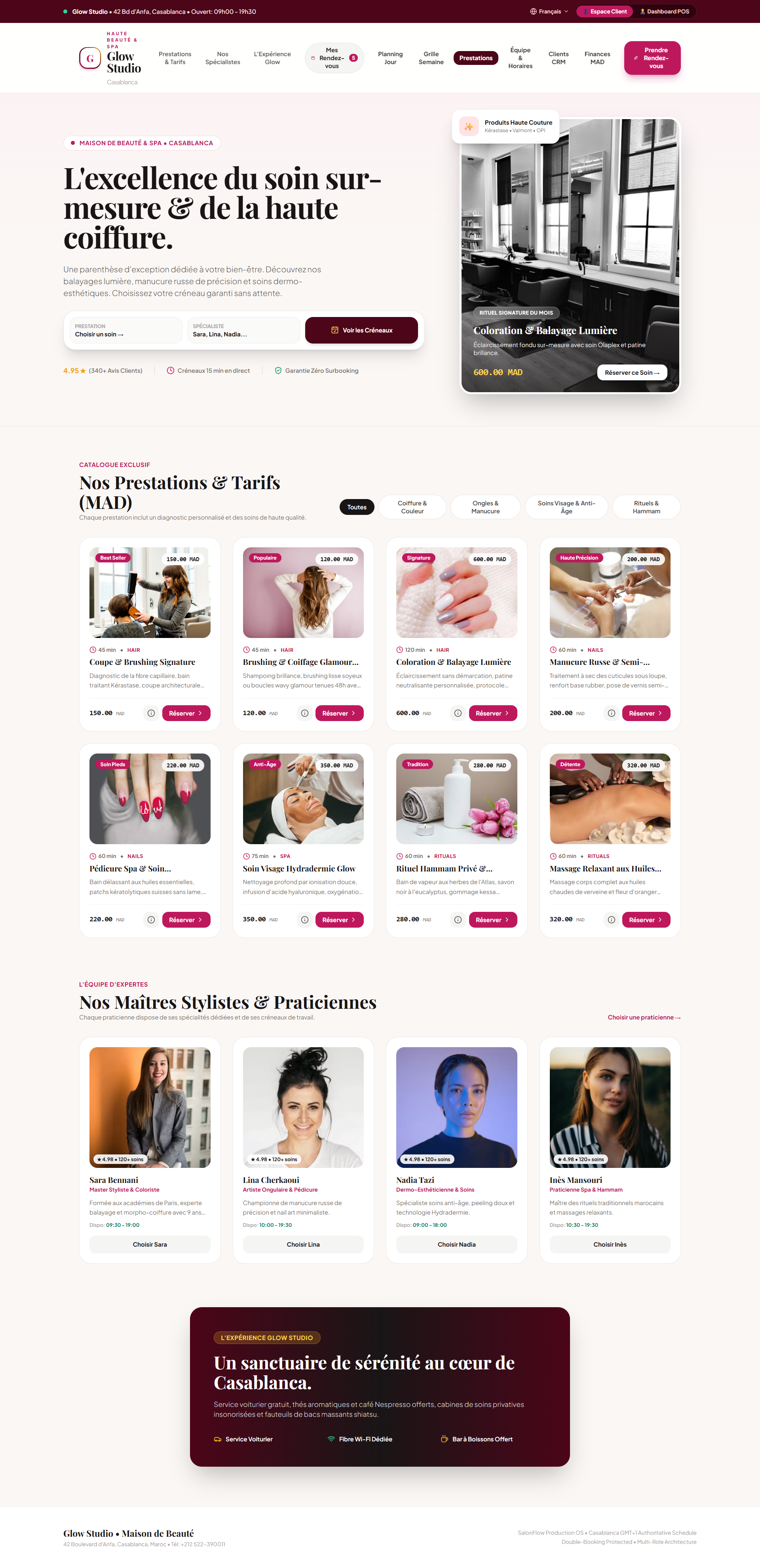 SalonFlow client service browsing page.