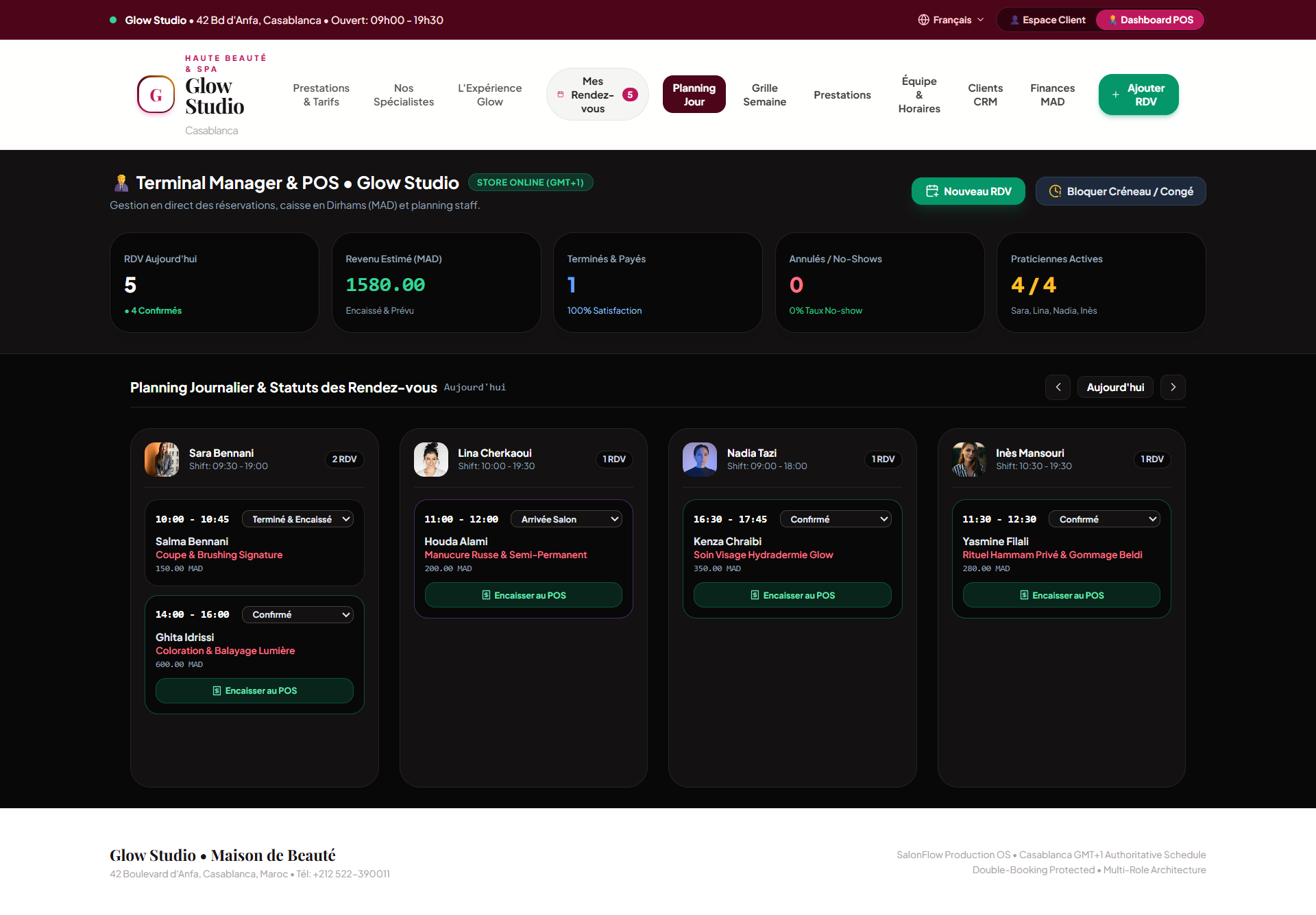 SalonFlow daily planning screen.